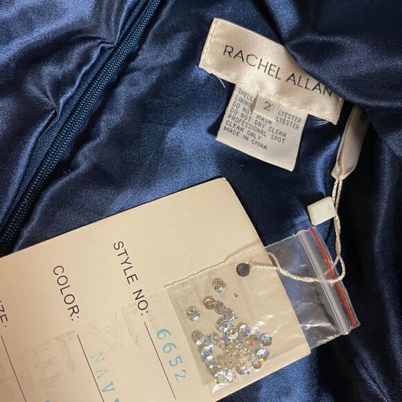 NWT Rachel Allen 6652 Navy Emebllished Short Prom Formal Dress 2 - Picture 12 of 14